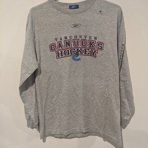 Reebok Men's Vancouver Canucks Hockey Long Sleeve Tee Medium Grey